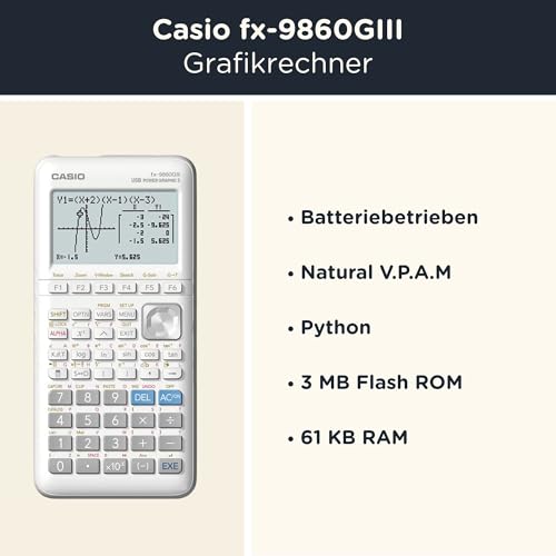 Casio fx-9860GIII inkl. WYNGS Schutztasche Schwarz - Grafikrechner - Basic Set