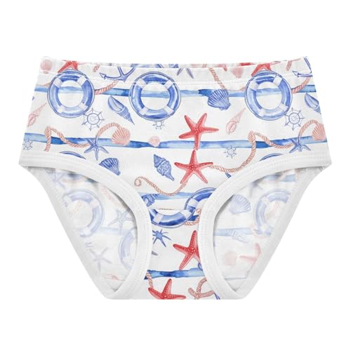 Joisal Toddler Underwear Floral 2t Cotton Girl Panties Cute Fun Print Underpants Briefs Nautical Red Starfish Blue