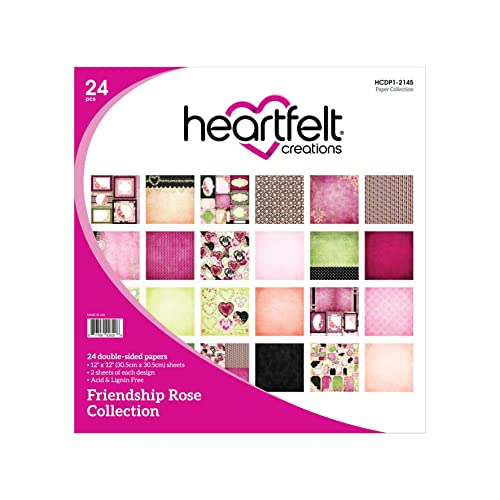 Papier scrapbooking Heartfelt Creations Friendship Rose haut de gamme 24 feuilles