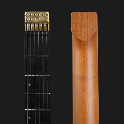 Image of Kadence Headless Electric Guitar HL01, Lightweight Solid Electric Guitar, Solid Ash Wood Body, Alinco H-H Pickup, Rounded Frets, Fixed Bridge, Matt Deep Pore Paint Finish with Bag and Cable (Black)