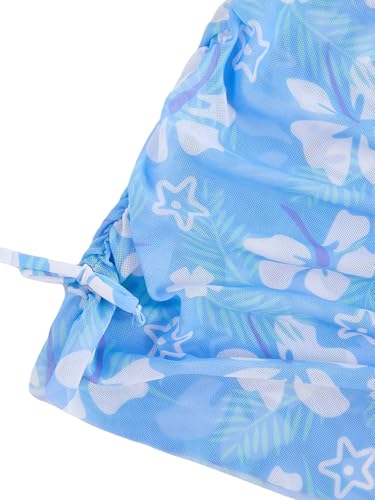 Image of COZYEASE Girls' 3 Piece Set Floral Print Bikini Swimsuit with Drawstring Beach Skirt Cute Ruched Bathing Suit