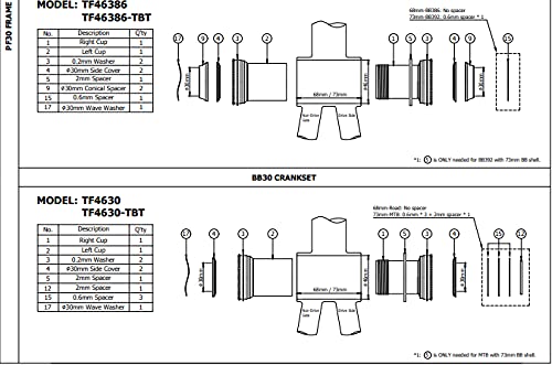Token Threaded-Press Fit Bottom Bracket For Bb386 (Φ46X86.5Mm) Frame To Bb386 Crankset, Or Pf30 (Φ46X68Mm) Frame To Bb30 Crankset, Ninja Bb (Including Tools) #TOP7