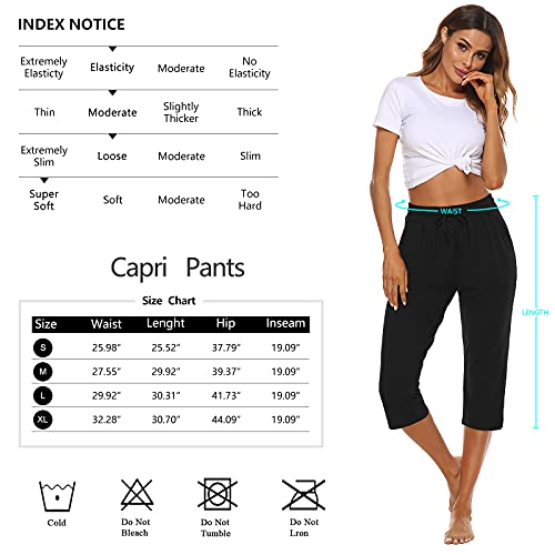 Thanth Womens Capri Yoga Pants Loose Drawstring Comfy Lounge Pajama Capris Workout Jersey Joggers Pants With Pockets Black 2Xl #TOP5