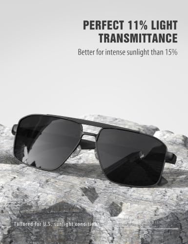Image of Luenx Aviator Polarized Sunglasses for Men: Square UV400 Driving