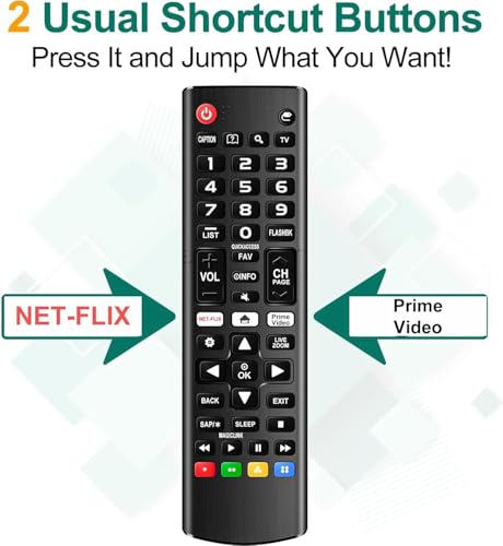 (Pacote com 2) Controle remoto universal para Smart TV LG, compatível com todos os modelos de Smart TV LCD LED OLED UHD HDTV 3D 4K Smart TV, controle remoto de substituição com teclas de atalhos da