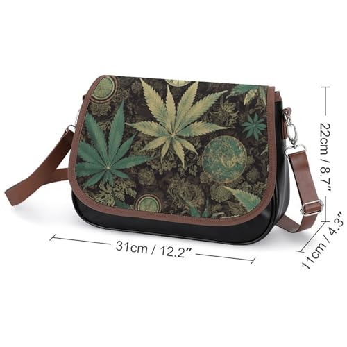 Women's Detachable Strap PU Leather Shoulder Bag Open Book And Light Printed with Inner Pocket2