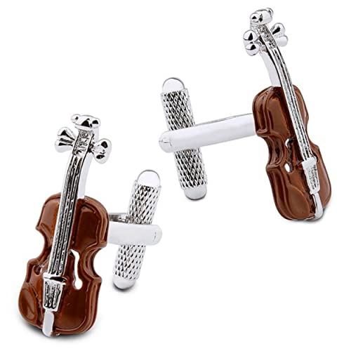 Bouton de Manchette Business pour Homme | Boutons de Manchette Violon Guitare Musique | Cadeaux bijoux en Acier Inoxydable pour Mariage Anniversaire | Paire pour Chemise d'Affaires Hommes Design de pa Cover
