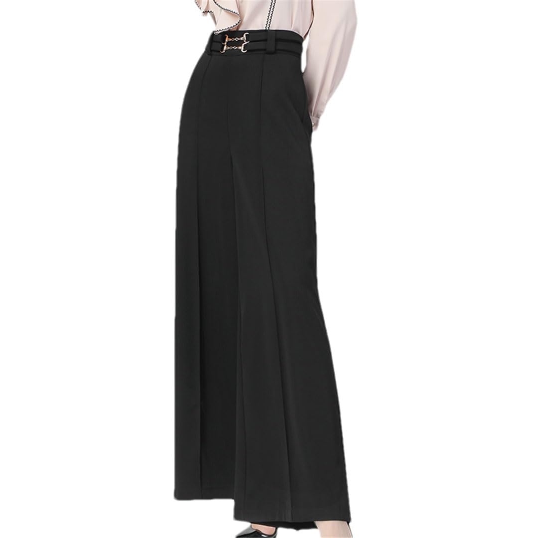 Ownwfeat Women Wide Leg Pants High Waist Drape Casual Loose Straight Long Trousers