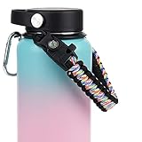 Wongeto Paracord Handle- Survival Strap Cord with Safety Ring and Carabiner for Hydro Flask Wide Mouth Water Bottles 12oz - 64 oz Sport Water Bottle Strap Carrier