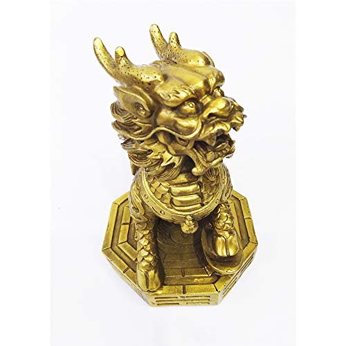 Estatua Feng Shui Kylin de Latón 4 x 3.6 x 5.2 pulg miniatura 5