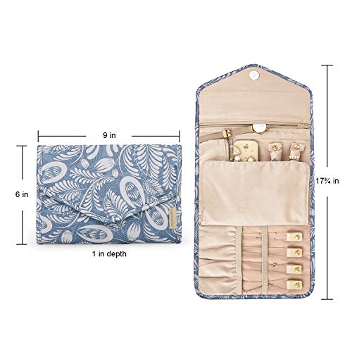 Image of BAGSMART Travel Jewelry Organizer Roll Foldable Jewelry Case, White Leaf