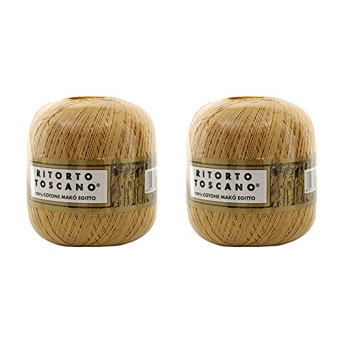 Número de 2 ovillos retorto Toscano 8, 100% puro algodón egipcio, mercerizado – 100 g = 678 cm cada uno.