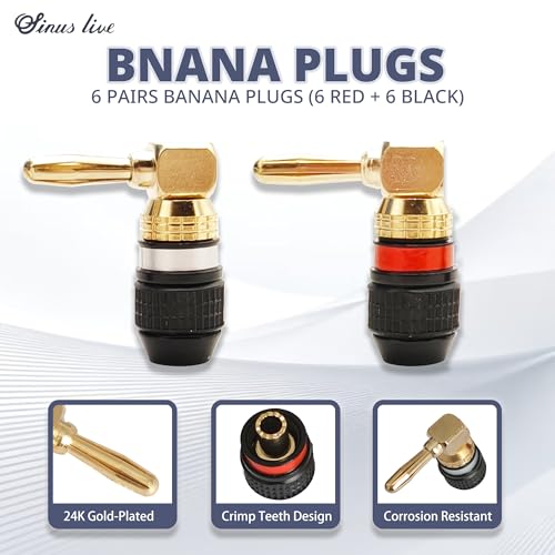 KCT 24K Banana Plugs para Altavoz Ángulo Derecho Pack 12 pzas miniatura 3