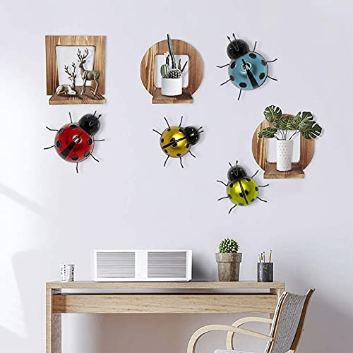 Aboxoo Garden Metal Ladybug Decor Set Of 4, Outdoor Wall Art Ladybugs Decorations, Colorful Statues Outdoor Indoor Wall Sculptures #TOP5