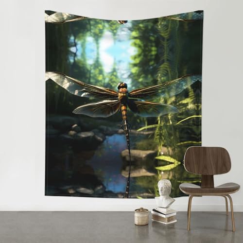 Tapisserie murale libellule volante BROLEO 152x130 cm pour décoration d'intérieur