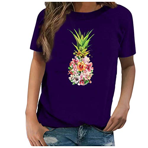 Camisetas Corta Mangas de Entrenamiento para Mujer Estampada de Piña Creativo Camiseta Suelta Verano es Sexy y Encantador Mujer Basica Verano Camisetas Blusa Tops S M L XL XXL 3XL