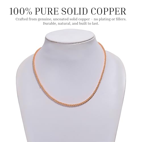 Pure Copper Diamond Cut Chain Necklace for Men & Women, Heavy Solid Copper Statement Jewelry Gift, Multiple Lengths (16–26 Inch)2