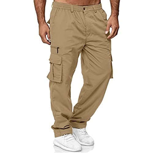 Endoradore Men's Multi-Pocket Pants Outdoor Cargo Jogger Pant Work Hiking Tactical Loose Straight Trousers Sweatpants #TOP2
