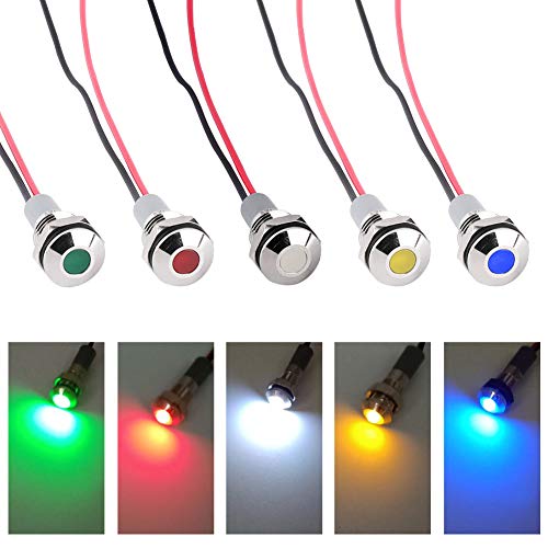 Bkinsety 5 piezas Luces Del Indicador LED 12V 6mm Piloto de La Lámpara para el Coche Barco Camión Van