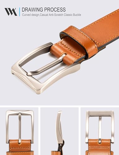 WOLFANT Men's 35mm Dress Casual Belt,100% Italian Full Grain Real Solid Leather2