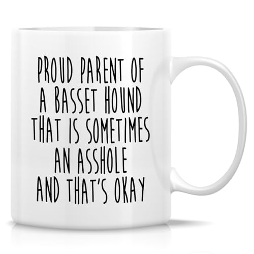 Retreez Funny Basset Hound Mug - Proud Parent Of A Basset Hound Owner Dog Lover Dog Mom Dog Dad 11 Oz Ceramic Coffee Mugs - Humorous Sarcastic birthday, holidays gift for Men, Women, Friend, Coworker -  RTZ-MUG11-01482-WHT