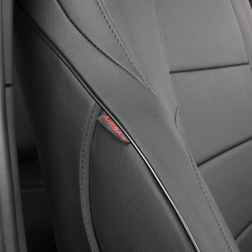 Image of EKR Custom Fit Tacoma Front Car Seat Covers for Toyota Tacoma (Petrol & Hybrid) 2024 2025 2026 Double cab SR /SR5 /TRD Sport /TRD Off-Road /Limited - Front Row Only,Faux Leather(Black)