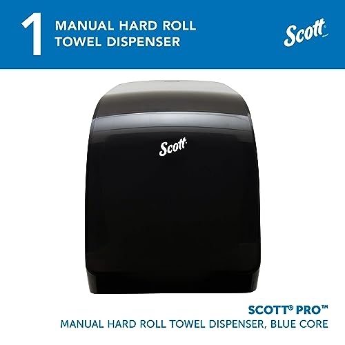 Image of Scott Professional Manual Hard Roll Paper Towel Dispenser (34346) | Black, Wall Mounted, Compatible with Scott Pro Blue Core Towels