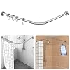 Asta Per Tenda Da Doccia Regolabile A Forma Di L Inclusi 24 Anelli 90-120 × 90-120 cm Installazione Di Trapano e Non Richiede Staffe A Soffitto Asta Per Doccia in Acciaio Inox, Per Bagno e Spogliatoio