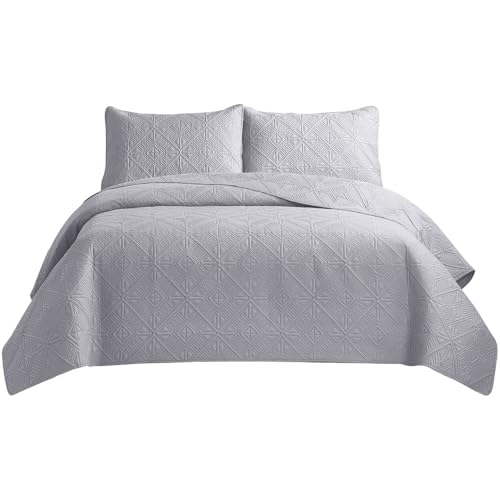 Morbuy Couvre Lit 2 Personnes, Rhombe Dessus de Lit Matelassé en Microfibre Ultra Douce avec Taies d'oreiller, Très Grand Plaid Dessus de Lit pour Toutes Les...