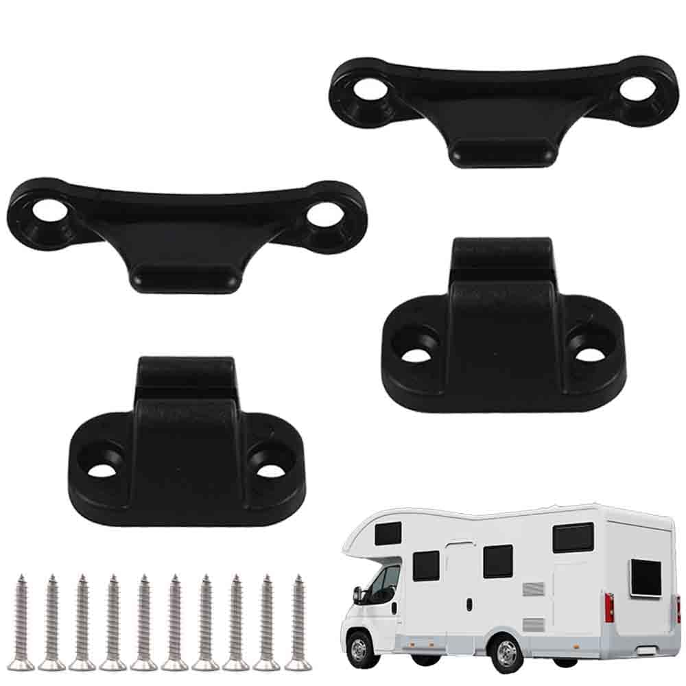 2 Sets Caravan Door Retainer Catch, T Shape Door Stop with Screws, Black