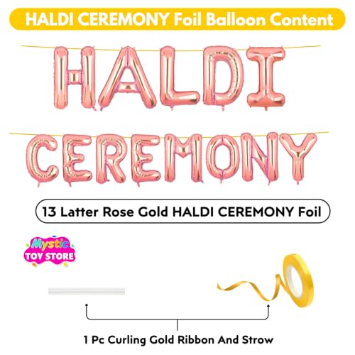 Image of Haldi Ceremony Banner Rose Gold for Wedding Boys Girls Men Women Foil Balloon Decoration Decor Celebration Rose Golden