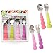 Chewbeads CB EAT Flatware - Feeding Utensils Set for Babies, Toddlers, and Kids. Baby Safe 100% Silicone and Stainless Steel Kids Silverware Set (Pink/Purple)