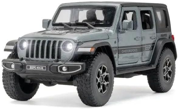 1:32 Scale Wrangler Rubicon Jeep Exclusive Alloy Metal Pull Back Die-cast Car Model with Sound Light Mini Auto Toy for Kids Metal Model Toy Car with Sound and Light (Multicolor)