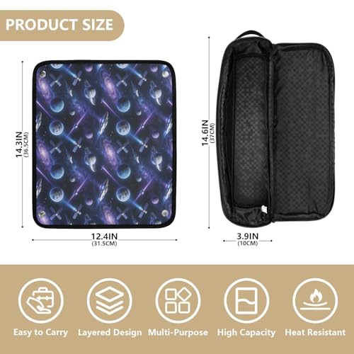 2 in 1 Hair Tools Organizer with Removable Heat Resistant Mat Curling Iron Travel Holder Storage Bag for Flat Iron Hot Tools and Haircare Accessories, Vibrant Space Exploration Women Essentials miniatura 4
