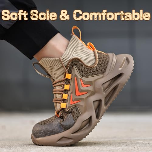 Image of Steel Toe Boots for Men Work Indestructible Safety Boots | Impact-Resistant, Puncture-Resistant, Comfortable, Wear-Resistant, Construction Factory, Warehouses, Jobsites