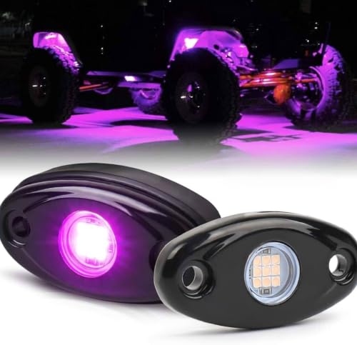Image of 16pods Purple Pink Rock Lights Dc 12v with Switch Kit for Trucks Utv ATV IP68 Waterproof