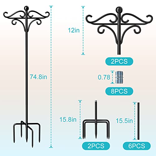 Keten Shepherds Hooks For Outdoor, 75” Double Bird Feeder Poles With 5 Prongs, Adjustable Outdoor Plant Hanger Hooks For Bird Feeder, Plant Baskets, Lanterns, Wedding Decor(2 Pack) #TOP7