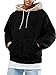 Gemijacka Pullover Herren Hoodie Herren Kapuzenpullover Plüsch Hoodie Sweatshirt Teddy-Fleece Pullover mit Taschen, Schwarz, L