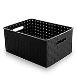 BINO Woven Plastic Storage Basket, Medium (Black)