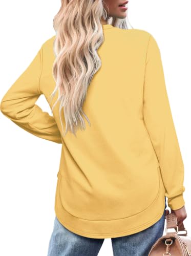 Image of OFEEFAN Womens Sweatshirt Crewneck Long Sleeve Shirts High Low Tops Curved Hem
