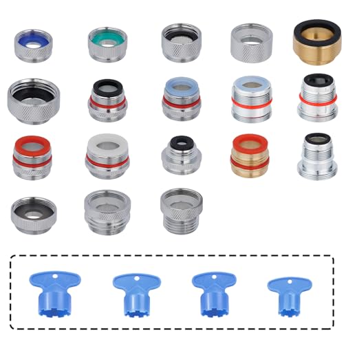 18pcs Faucet Adapter Kit Brass Faucet Aerator Adapter Set Male Female