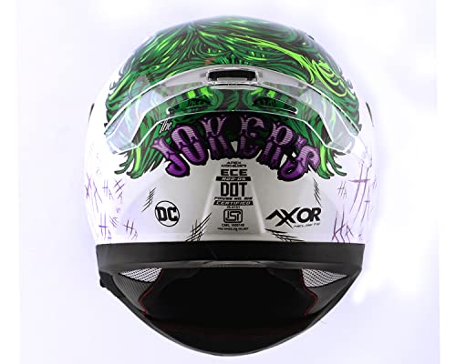 Axor Apex Dc Joker ISI ECE DOT Certified Full Face Dual Visor Helmet for Men and Women with Pinlock Fitted Outer Clear Visor and Inner Smoke Sun Visor (with Extra Irridium Blue Visor) White Green(L)