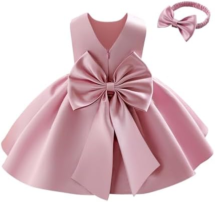 Miipat Klänning för baby flicka satin klänning brudtärna bowknot ...