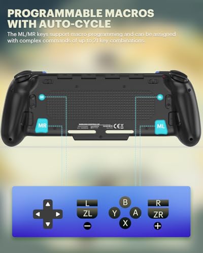 Image of Wodbymat Controller for Nintendo Switch /OLED, Hall Effect One-Piece Joypad - Turbo, Dual Vibration & Customizable 7 LED Colors Lights & Pro Controller Replacement in Handheld Mode