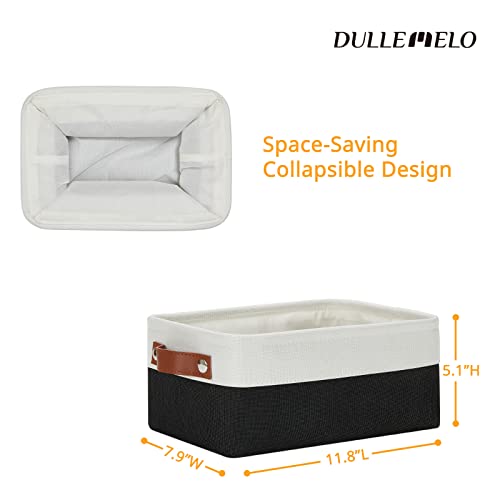 Image of DULLEMELO Small Storage Bin, Collapsible Rectangular Fabric Basket for Organizing, Shelves, Closets, Nursery, Home, Office, Empty Gift Basket (White&Black)