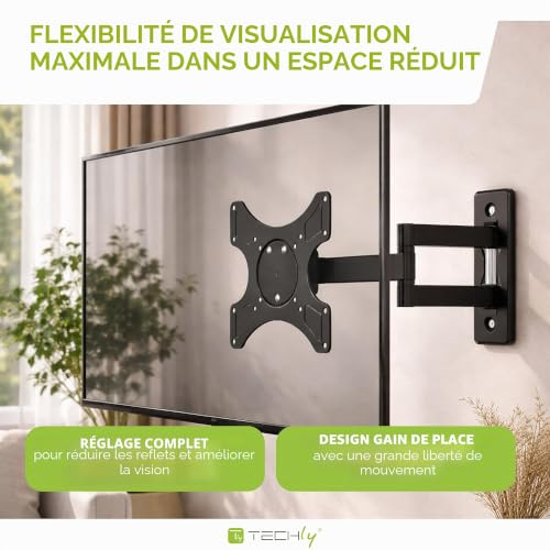Techly ICA-LCD 2903WH Support Mural métallique pour écran Plat de 75 x 75,100 x 100,200 x 100, 200 x 200 mm Blanc 0-12° 94 cm – vue 4