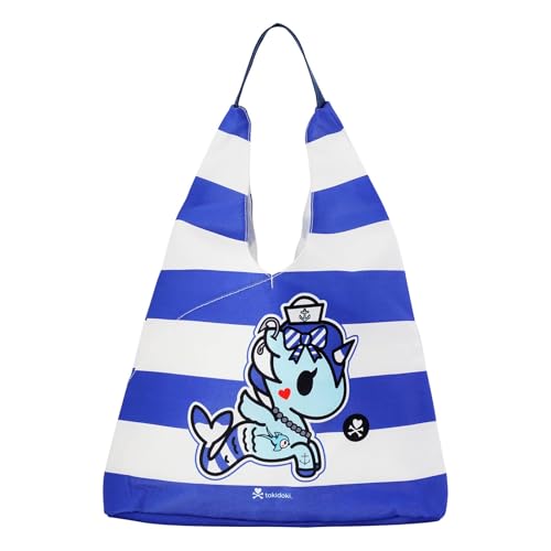 Bolso Tote Grande Azul con Cremallera y Muñeca para Mujer miniatura 1
