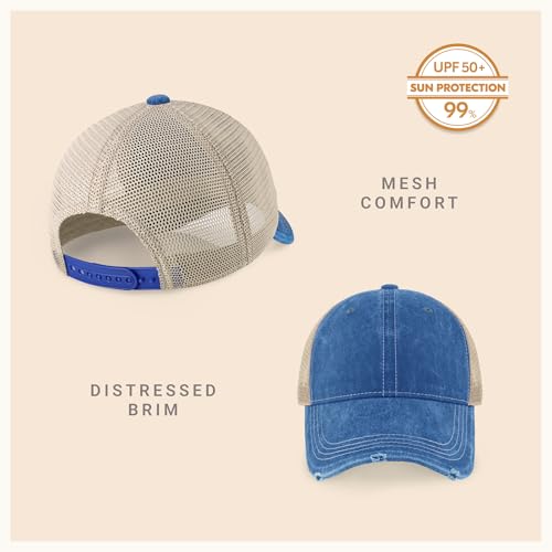 Image of CHOK.LIDS Washed Trucker Hat Unstructured Distressed Pigment Dyed Cap | Vintage washed cotton, unstructured low profile, breathable mesh back, adjustable outdoor headwear