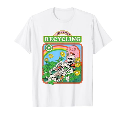Steven Rhodes Learn Recycling Eco Skeleton Retro Dark Humor T-Shirt