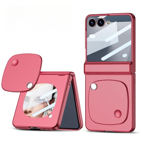 Coque Samsung Z Flip7 anti-rayure fine rouge protégeant l'écran avec miroir
